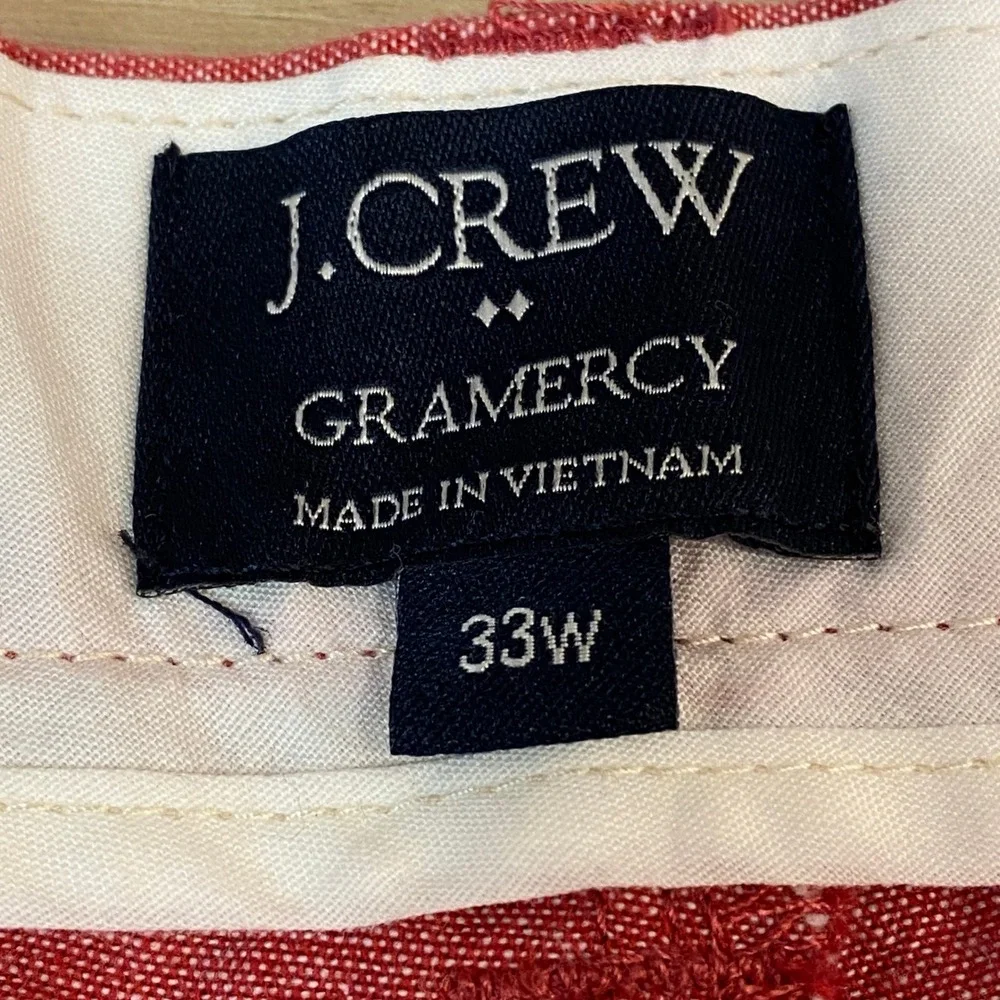 J. Crew Gramercy Shorts Mens 33 Red Cotton Chambray Chino